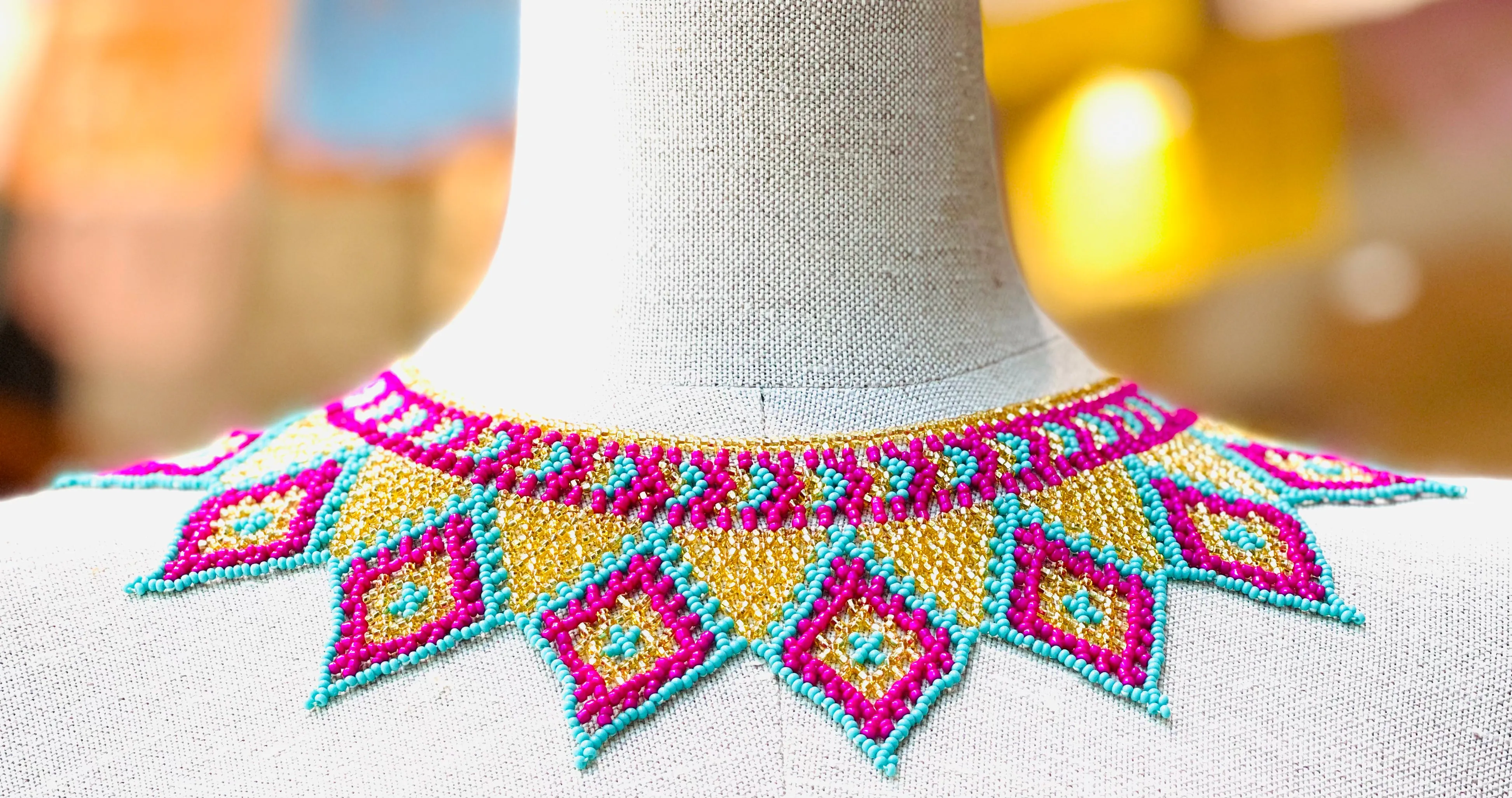 Mexican Beaded "Chaquira" Collar Necklace