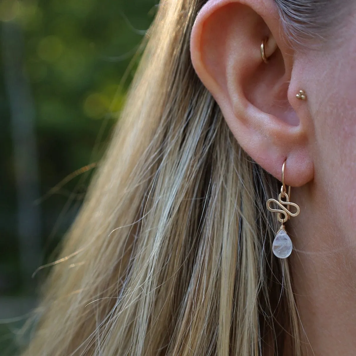 Mini Serpent Moonstone Earrings