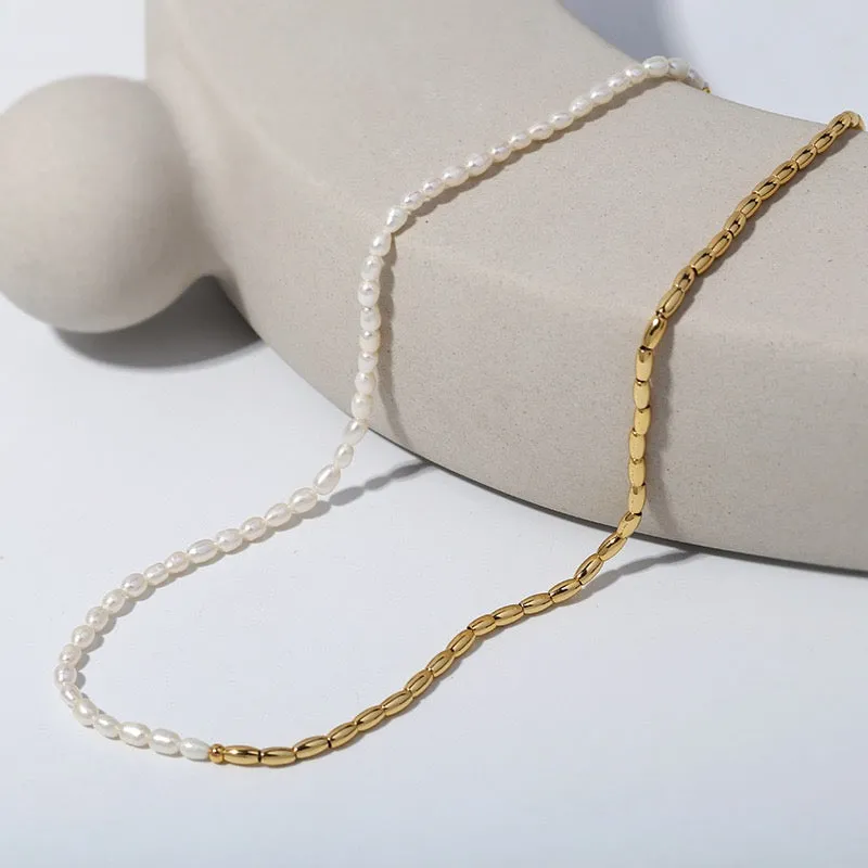 Minimalist Two-Tone Beaded Necklace