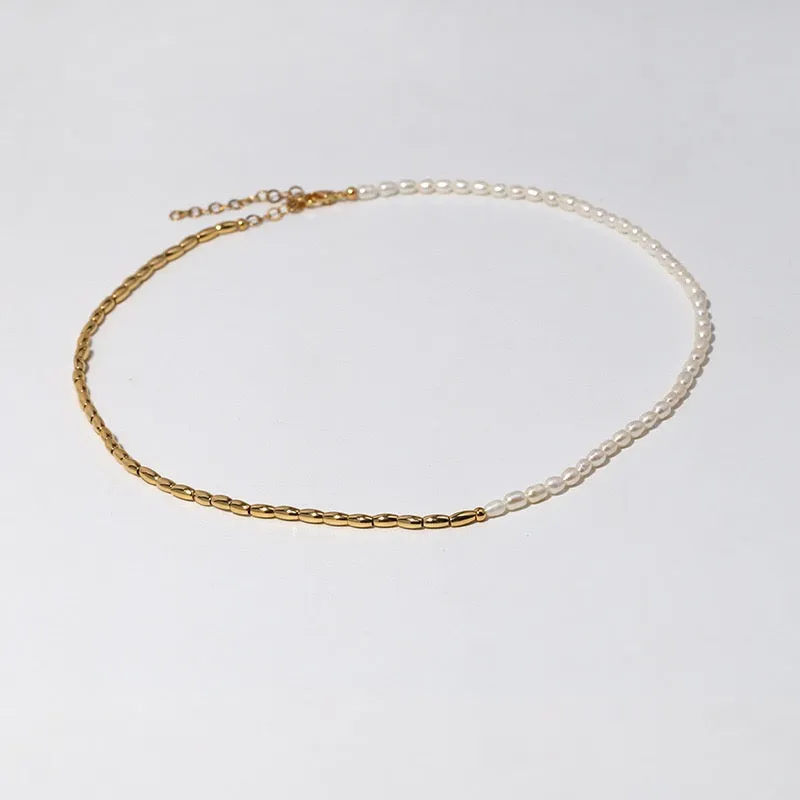 Minimalist Two-Tone Beaded Necklace