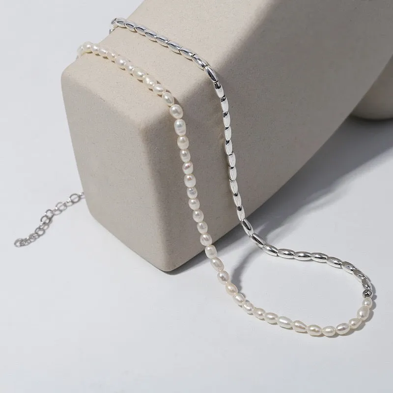 Minimalist Two-Tone Beaded Necklace