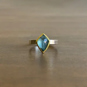 Moss Aquamarine Shield Ring