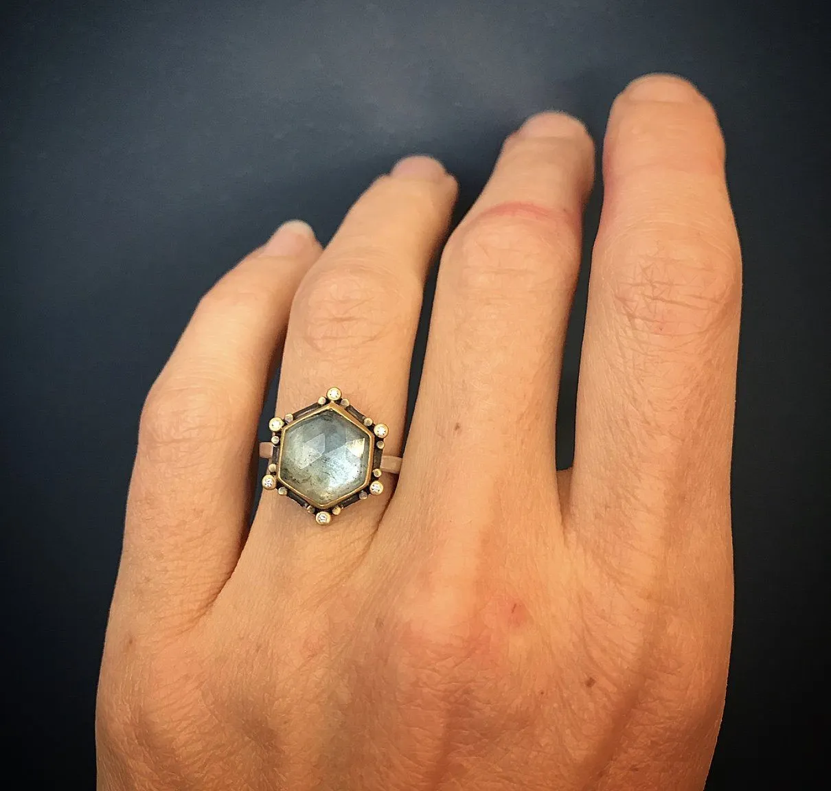 Moss Aquamarine Star Ring