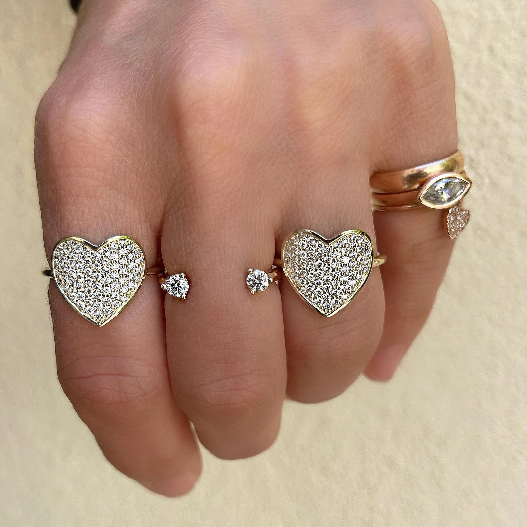 MS X SRJ Large Diamond Heart Ring