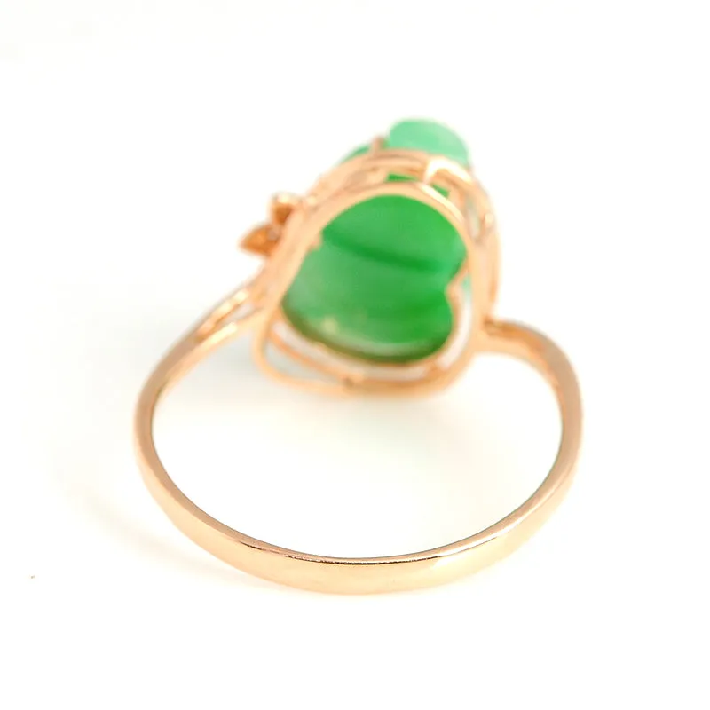 Natural Jade Ring Jadeite Gold Gourd Ring RG53