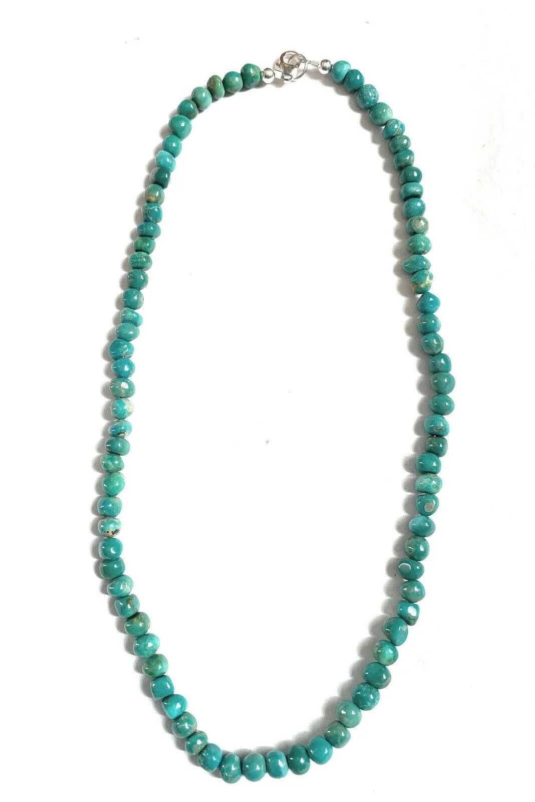 Navajo Turquoise & Sterling Round Beaded 17” Necklace