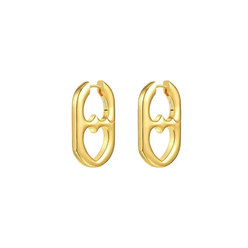 New Fashion Lady C Earrings Rhinestones Round Circle for Woman CC Geometric Earrings Elegant Women Metal Earring Trendy Jewelry