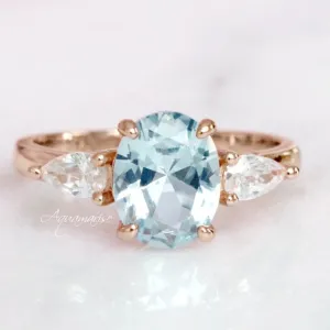 Olivia Aquamarine Ring- 14K Rose Gold Vermeil