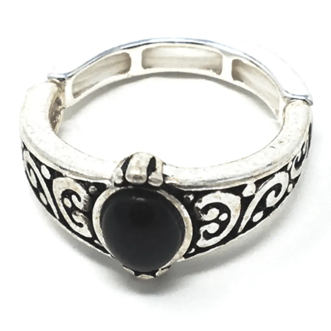 Onyx Silver Stretch Ring