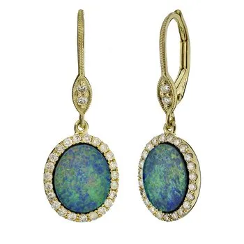 Opal and Diamond Drop Earrings