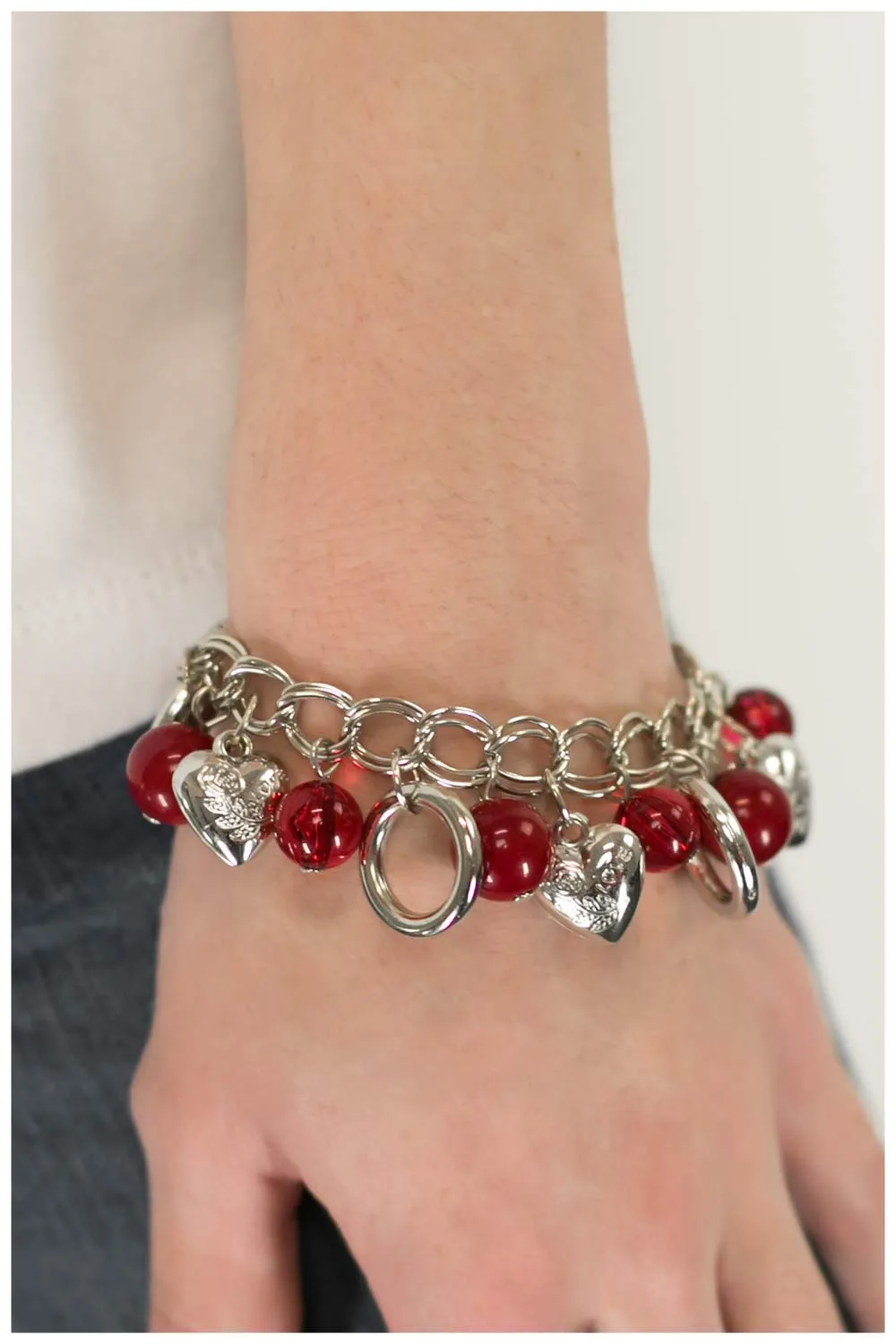 Open Door Jewelry - Dance Right Into My Heart - Red Bracelet - Paparazzi Accessories