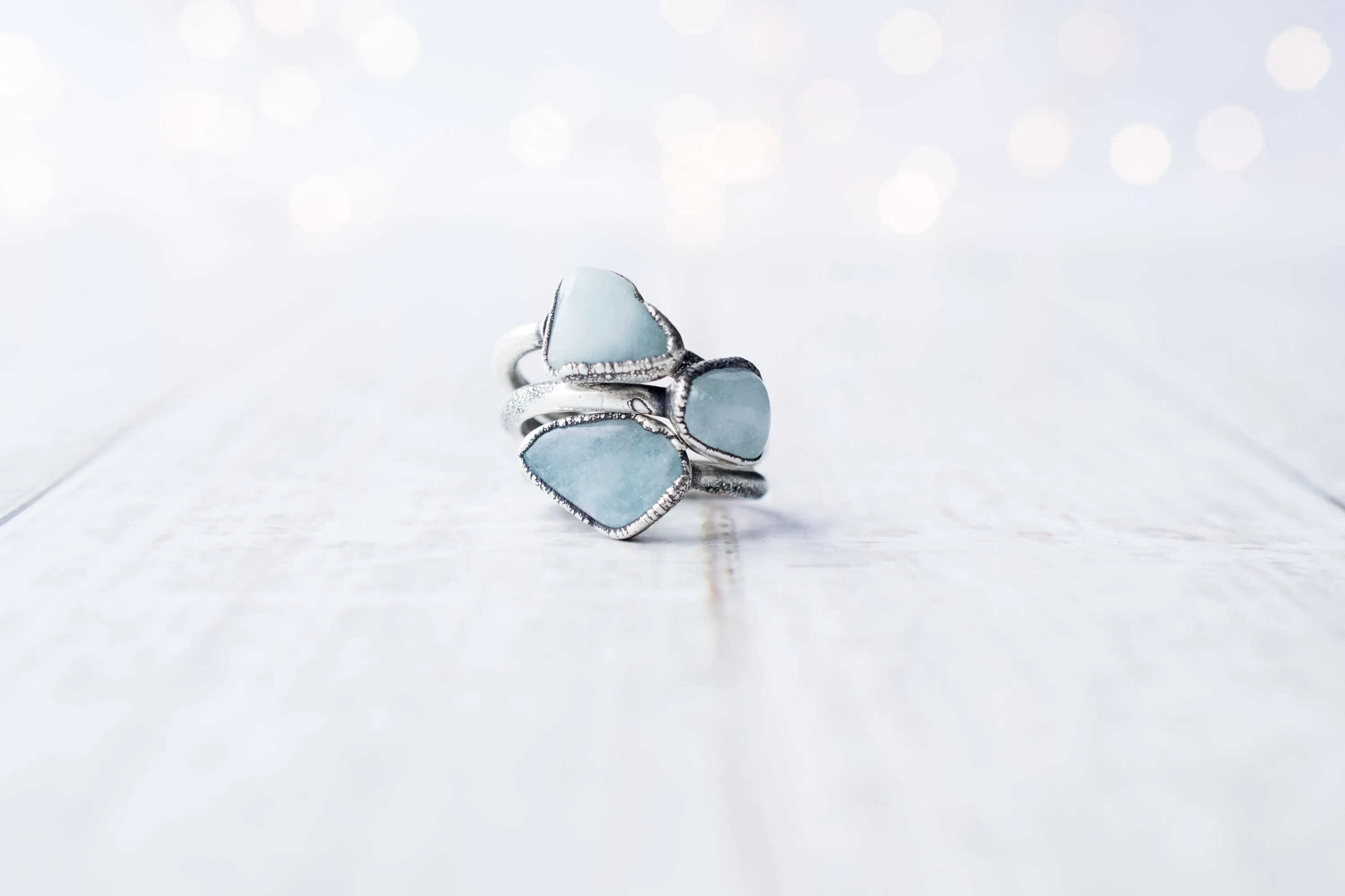 Oxidized Silver Aquamarine ring | Raw aquamarine ring