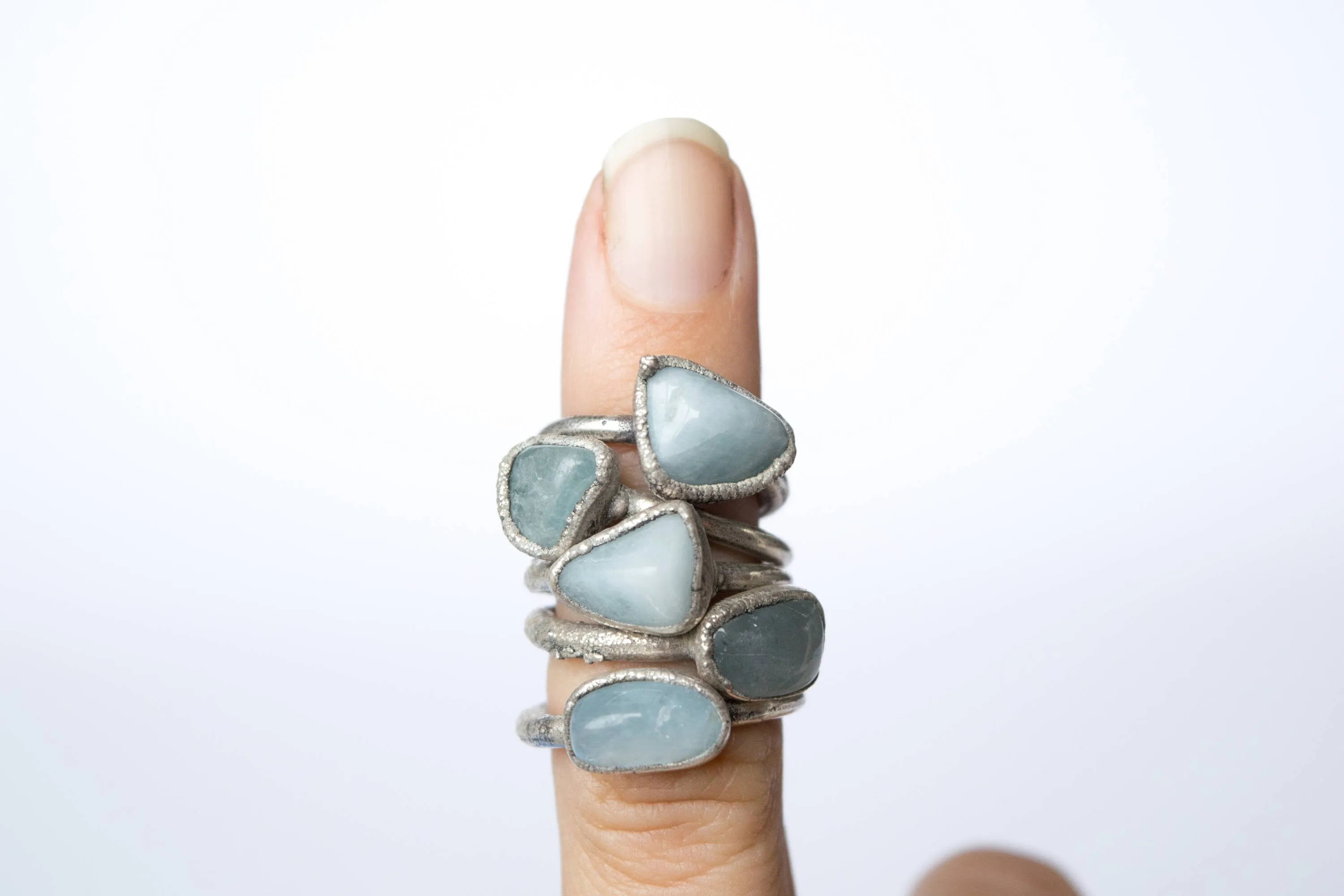 Oxidized Silver Aquamarine ring | Raw aquamarine ring