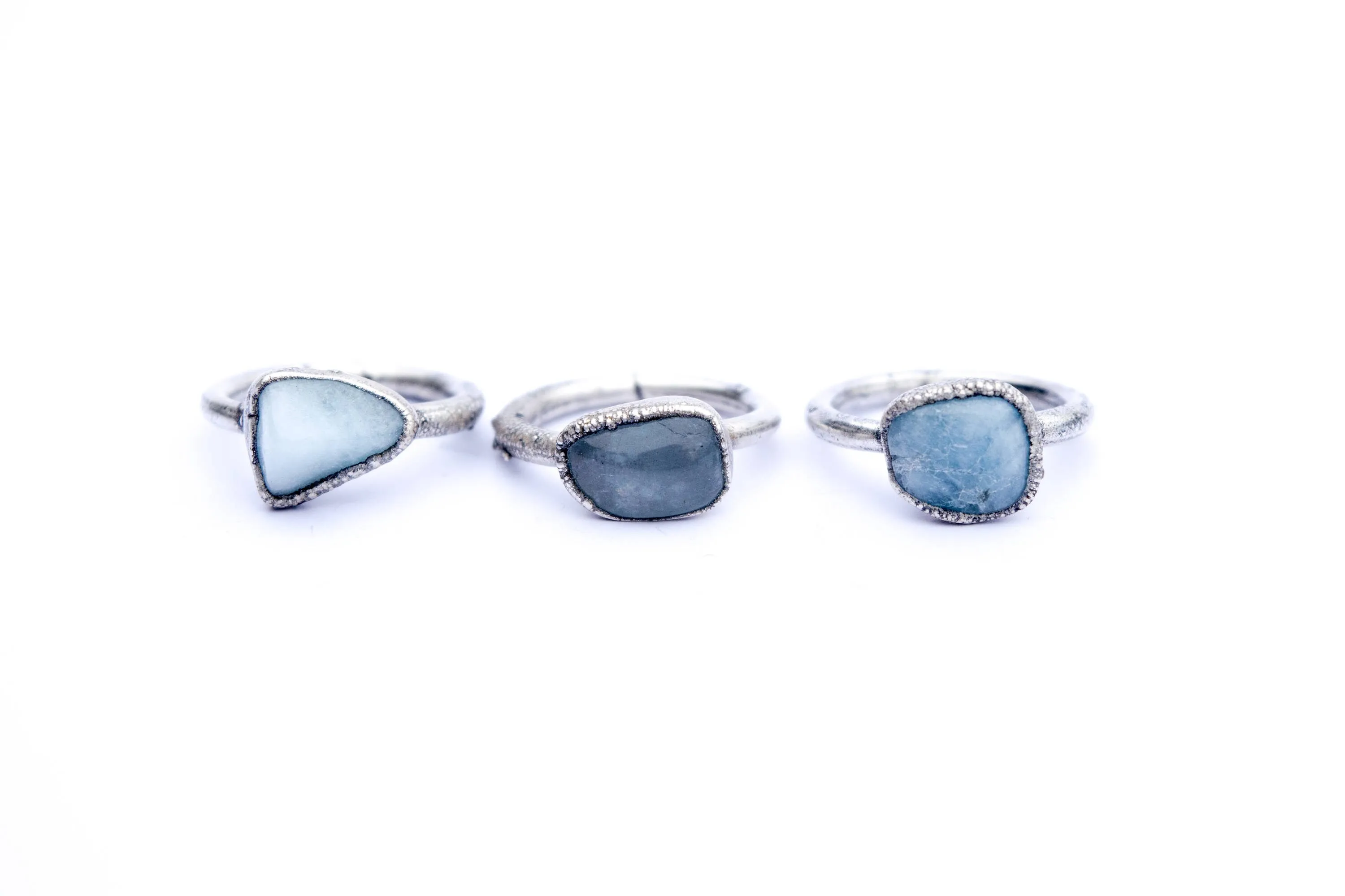 Oxidized Silver Aquamarine ring | Raw aquamarine ring