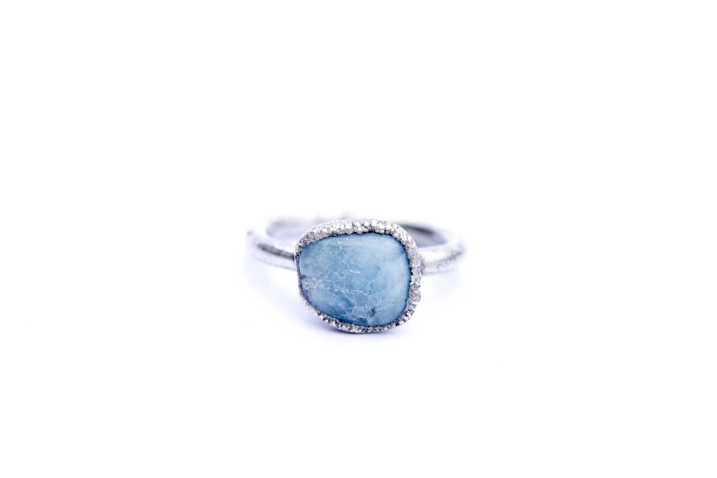 Oxidized Silver Aquamarine ring | Raw aquamarine ring