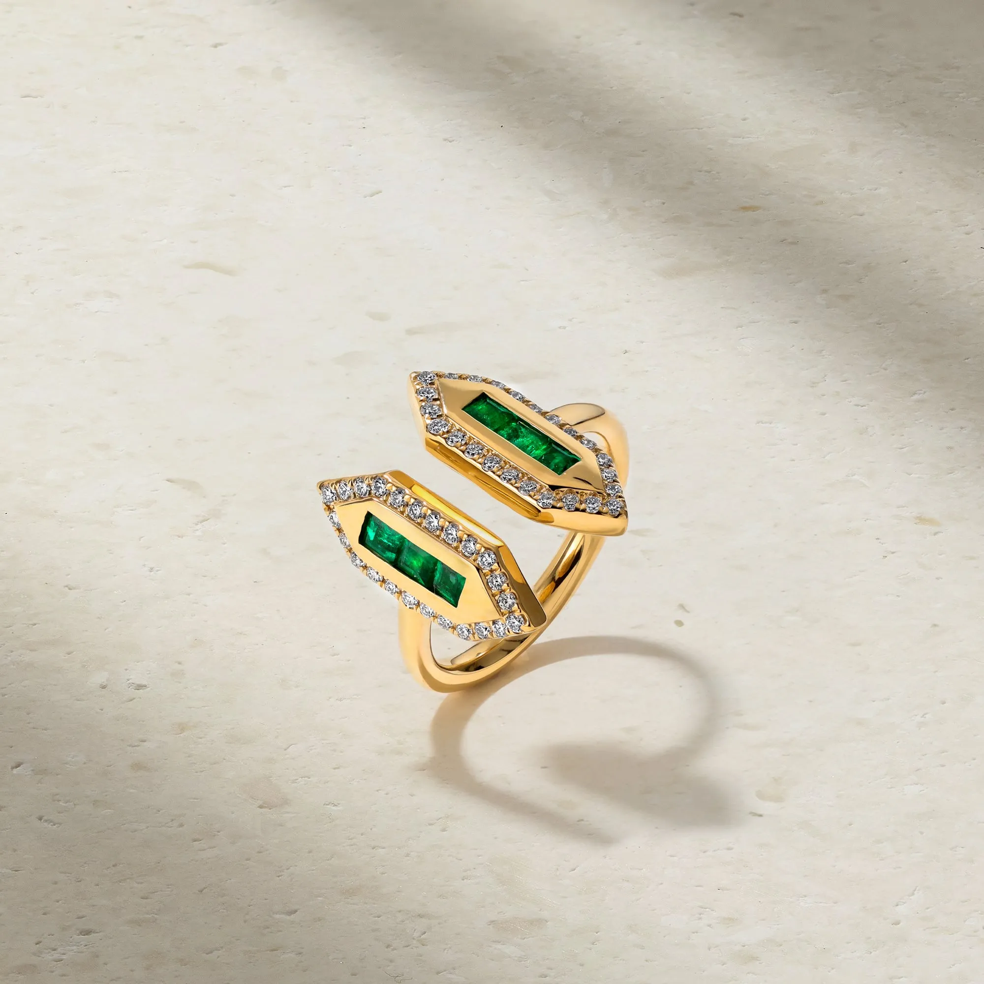 Pharaoh Emerald and Diamond Ring