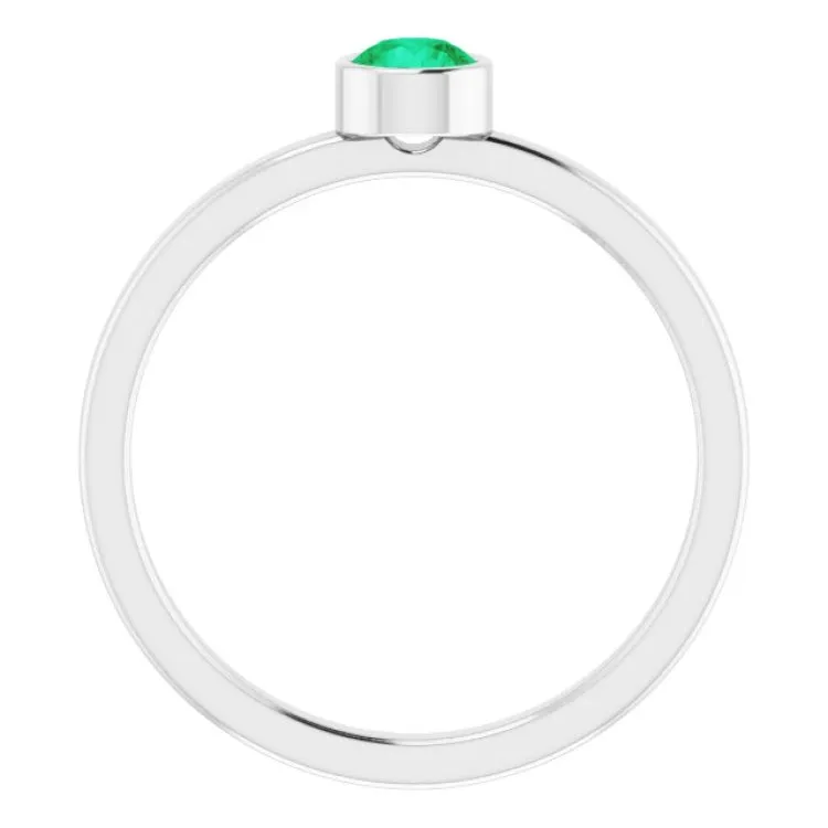 Platinum 4 mm Lab-Grown Emerald Ring