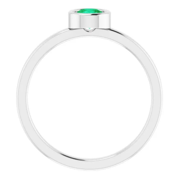 Platinum 4.5 mm Lab-Grown Emerald Ring