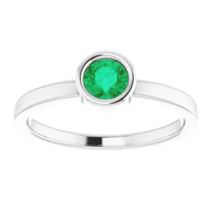 Platinum 4.5 mm Lab-Grown Emerald Ring