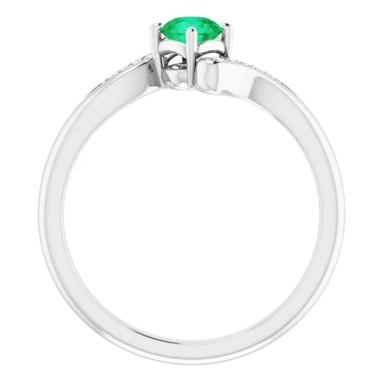 Platinum Natural Emerald & .04 CTW Natural Diamond Ring