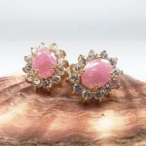 Polished Pastel Druzy Quartz & CZ Stud Earrings - Your Choice of Color