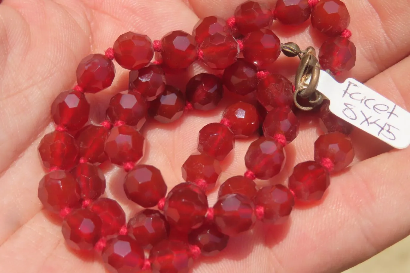 Polished Red Agate Faceted Beaded Necklace - Sold Per Item - From Brazil