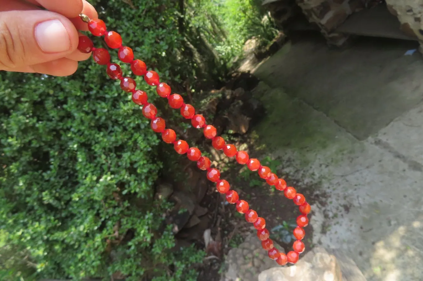 Polished Red Agate Faceted Beaded Necklace - Sold Per Item - From Brazil