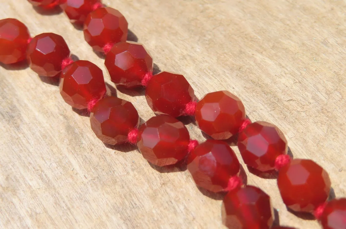 Polished Red Agate Faceted Beaded Necklace - Sold Per Item - From Brazil