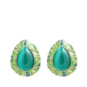 Pre Order: Water Drop Alloy Dripping Oil Leaf Element Earrings