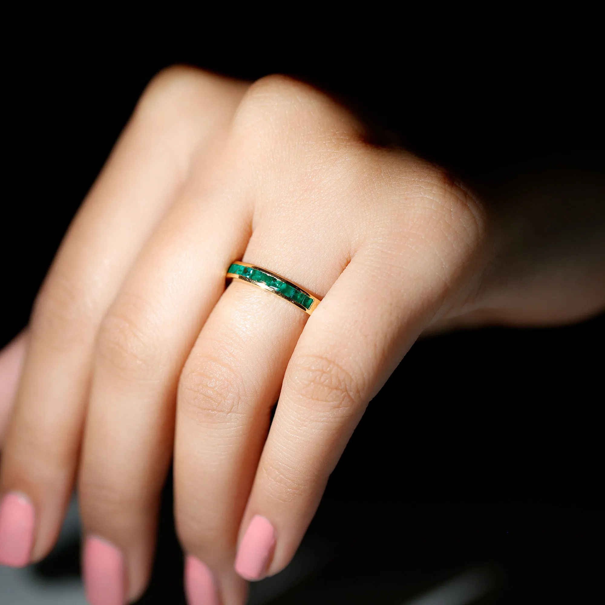 Princess Cut Emerald Half Eternity Ring