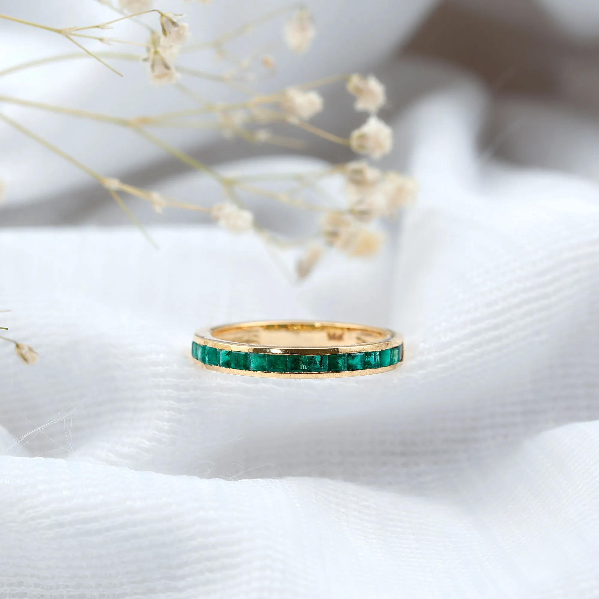 Princess Cut Emerald Half Eternity Ring