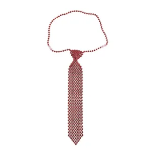 Red Beaded Tie Necklace