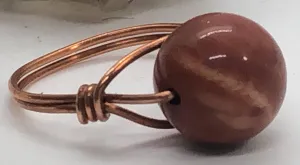 Red Jasper Copper Bead Ring