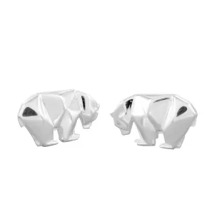 Reeves & Reeves Polar Bear Silver Origami Stud Earrings