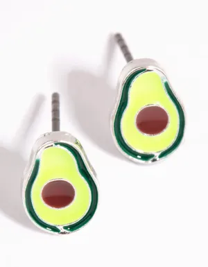 Rhodium Avocado Stud Earrings