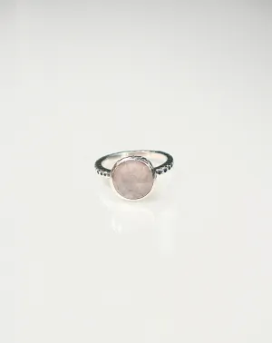 Rose Quartz Ring, .925 Sterling Silver Natural Gemstone Round Waterproof Everyday Love Ring