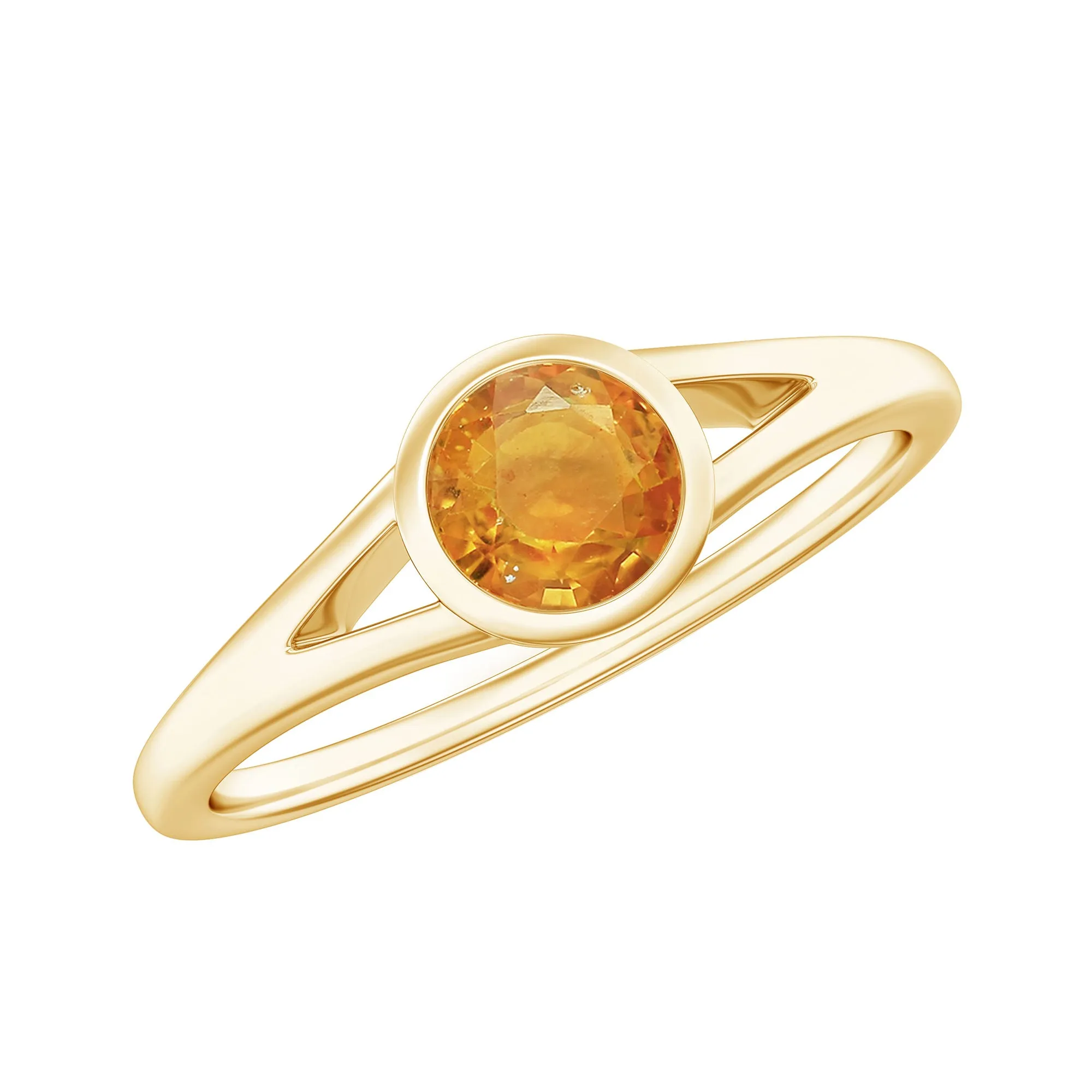 Round Orange Sapphire Solitaire Promise Ring in Bezel Setting