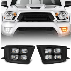 Roxmad 4 Eyes Style LED Fog Lights with Amber Turn Signal Lights for 2012-2015 Toyota Tacoma