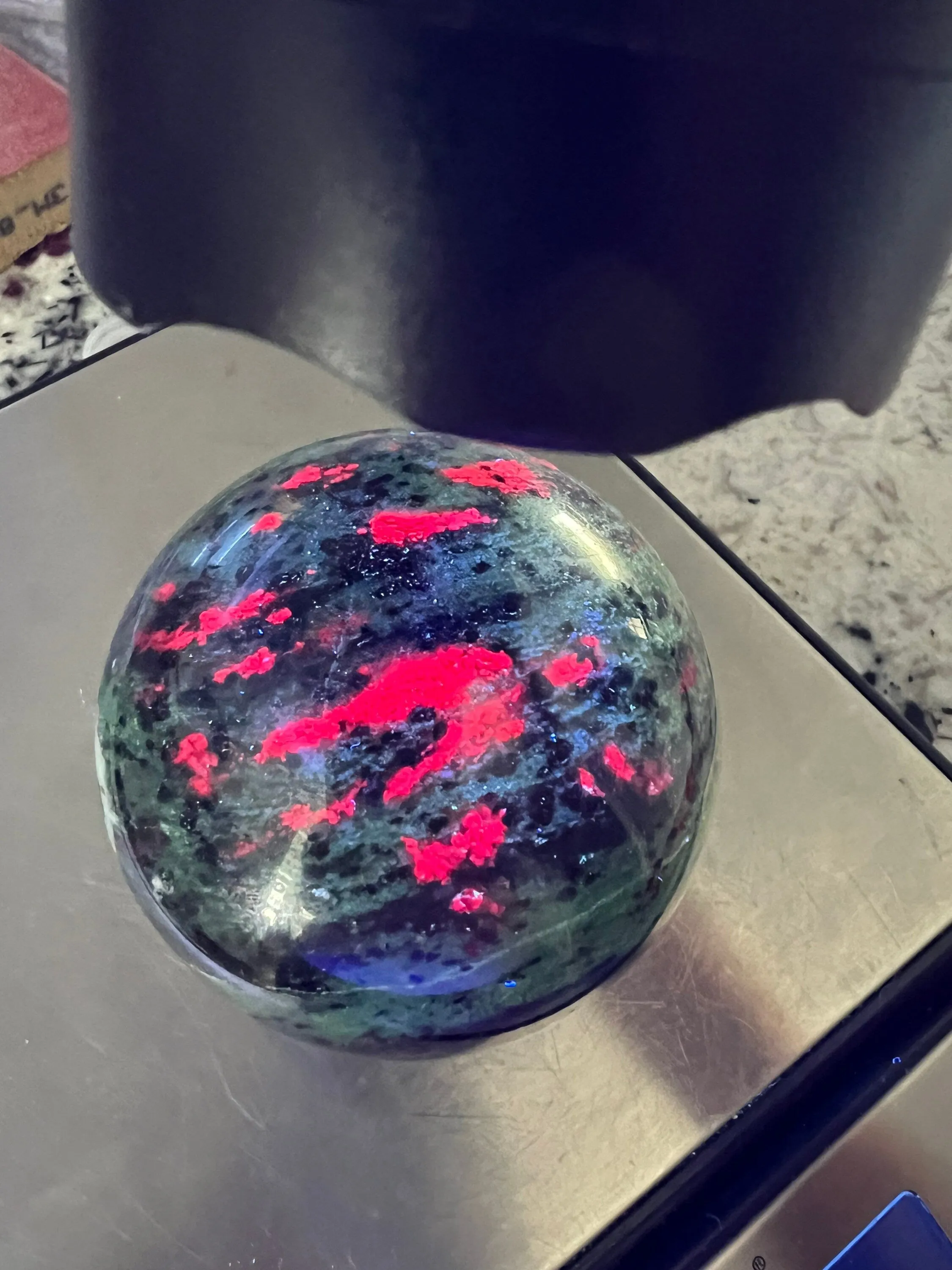 Ruby zoisite sphere 1lb 7oz 76mm