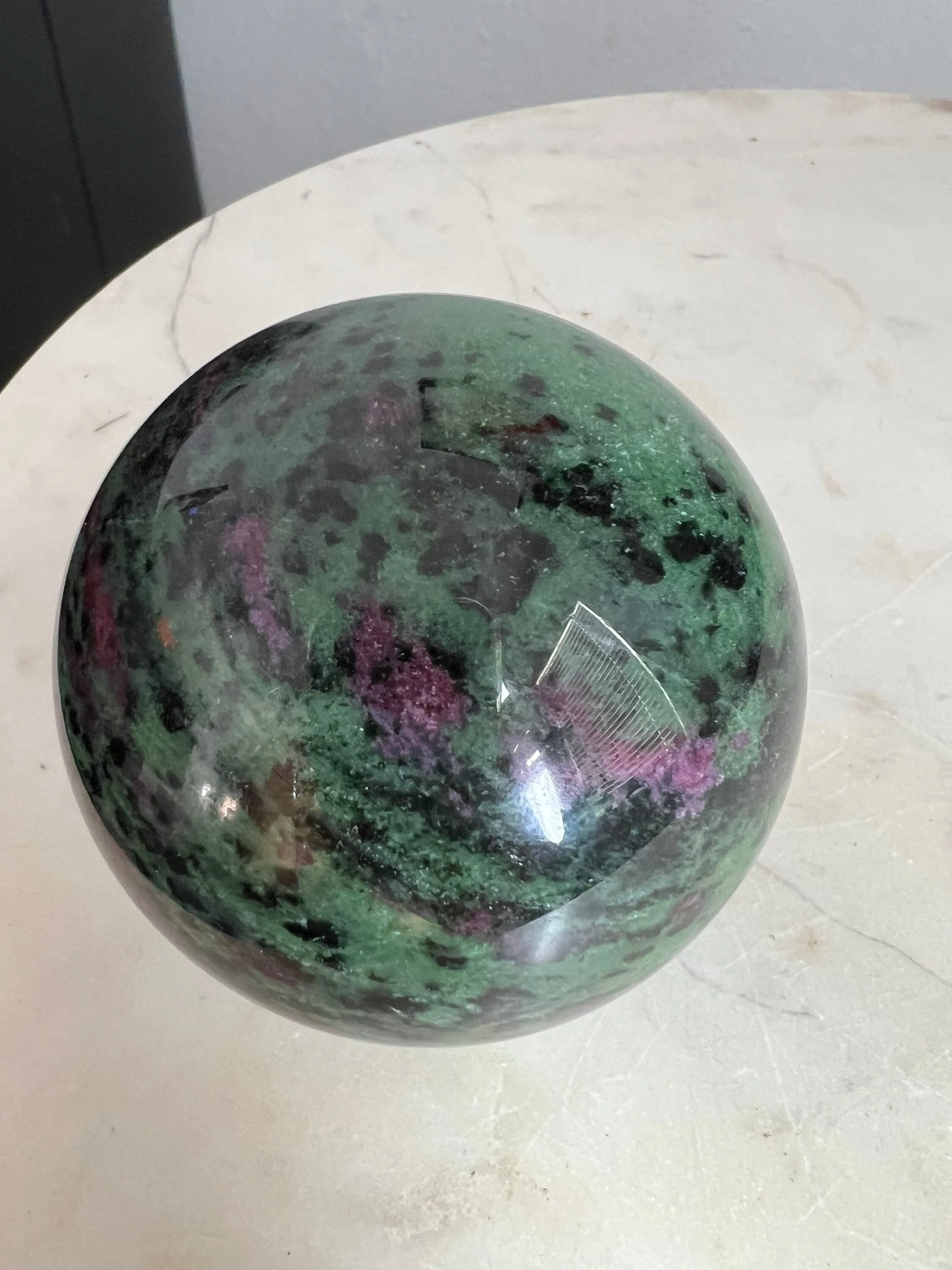 Ruby zoisite sphere 1lb 7oz 76mm