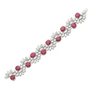 Ruhi Simulated Diamond and Ruby Gemstone Tennis Bracelet