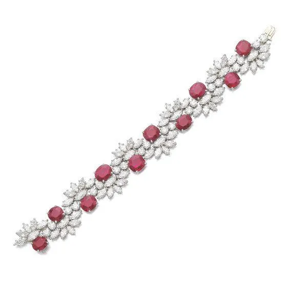 Ruhi Simulated Diamond and Ruby Gemstone Tennis Bracelet