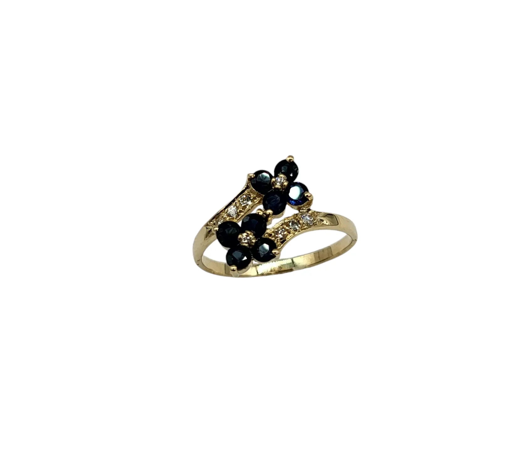 Sapphire Floral Bypass Ring