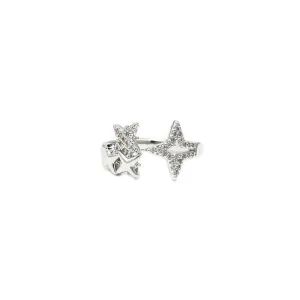 Silver Cubic Zirconia Adjustable Star Ring