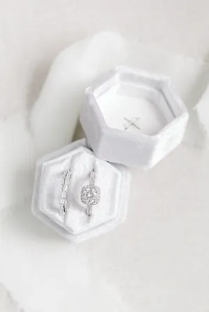 Silver Grey Velvet Hexagon Ring Box