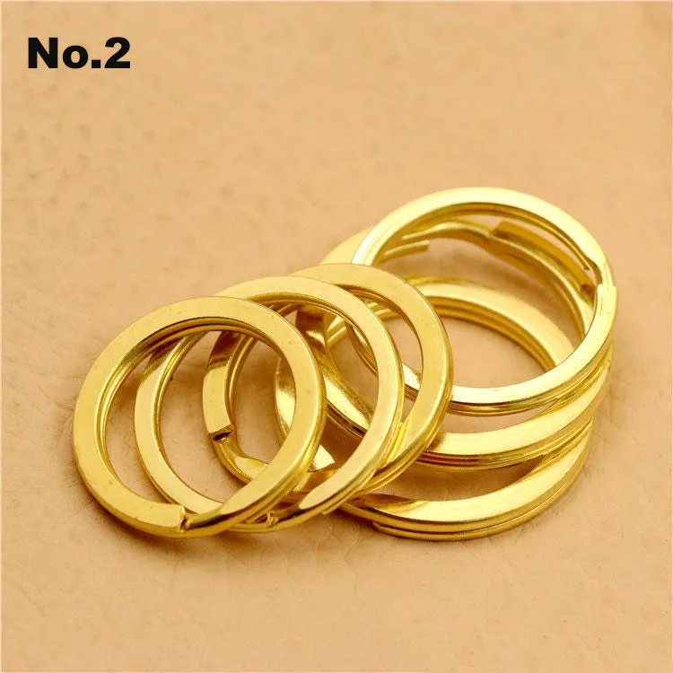 Solid Brass Flat Split Key Ring 12-25mm Hardware Accessories