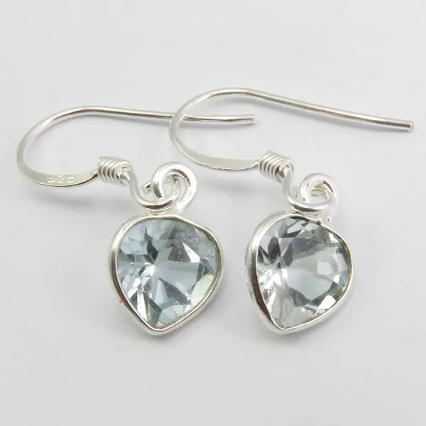 Solid Silver Aquamarine Mini Tear-drop Drop Earrings