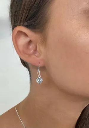 Solid Silver Aquamarine Mini Tear-drop Drop Earrings