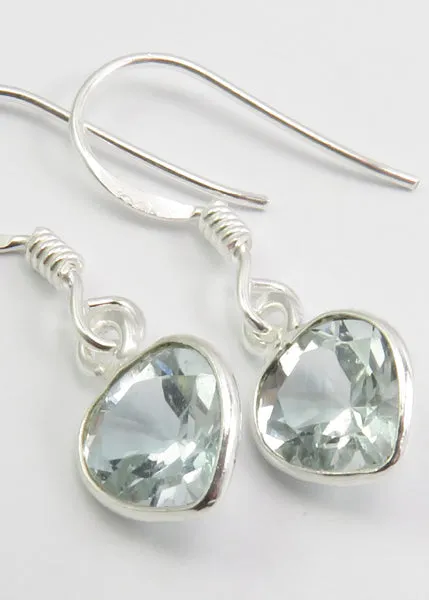 Solid Silver Aquamarine Mini Tear-drop Drop Earrings