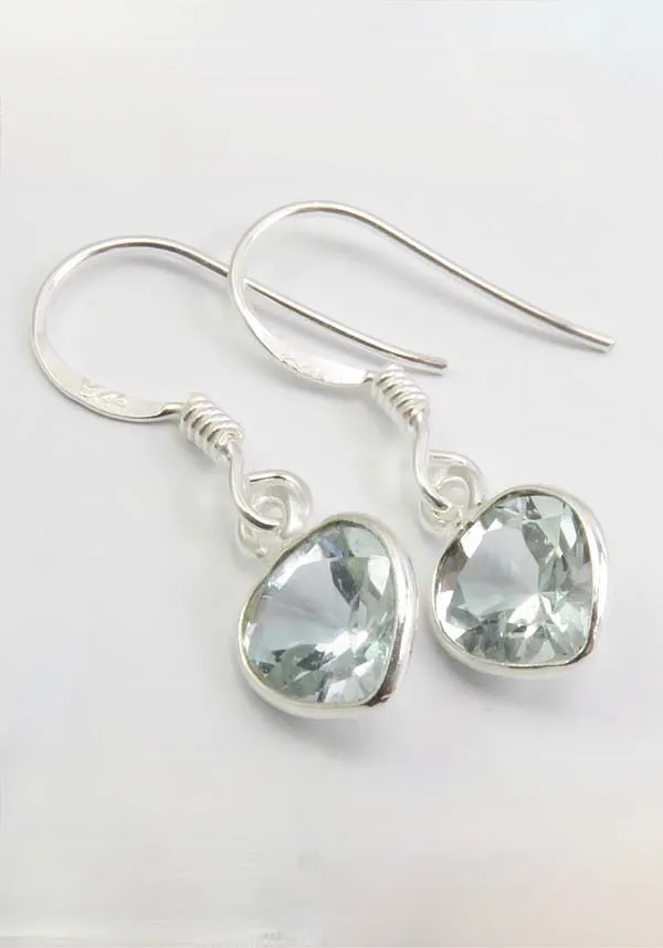 Solid Silver Aquamarine Mini Tear-drop Drop Earrings